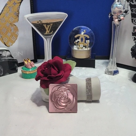 Elegant Pink Rose Double Sided Compact Mirror - Picture 2 of 4